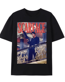 Fashionable Printed T-shirt For Men, Comfortable Short Sleeved Round Neck T-shirt (Color: Black, size: 4XL)